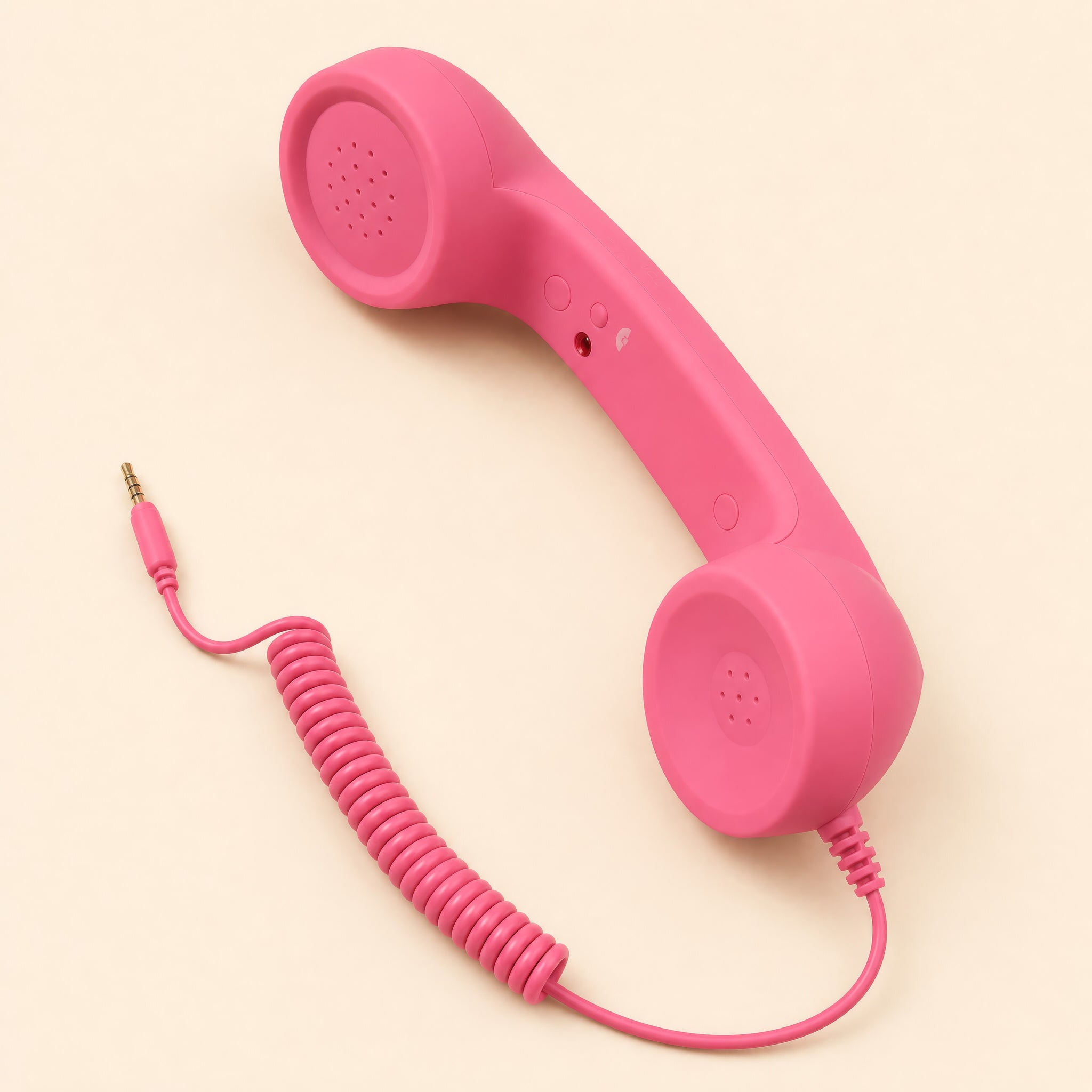 DialBoop Retro Handset in bubblegum pink with coiled cord and 3.5 mm jack